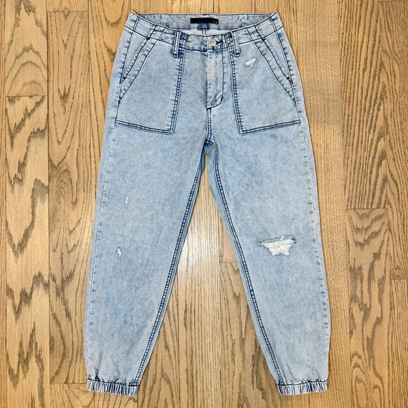 Joe's Jeans Women's French Terry Light Blue Distressed Jogger Jeans Size 26 - Picture 2 of 13